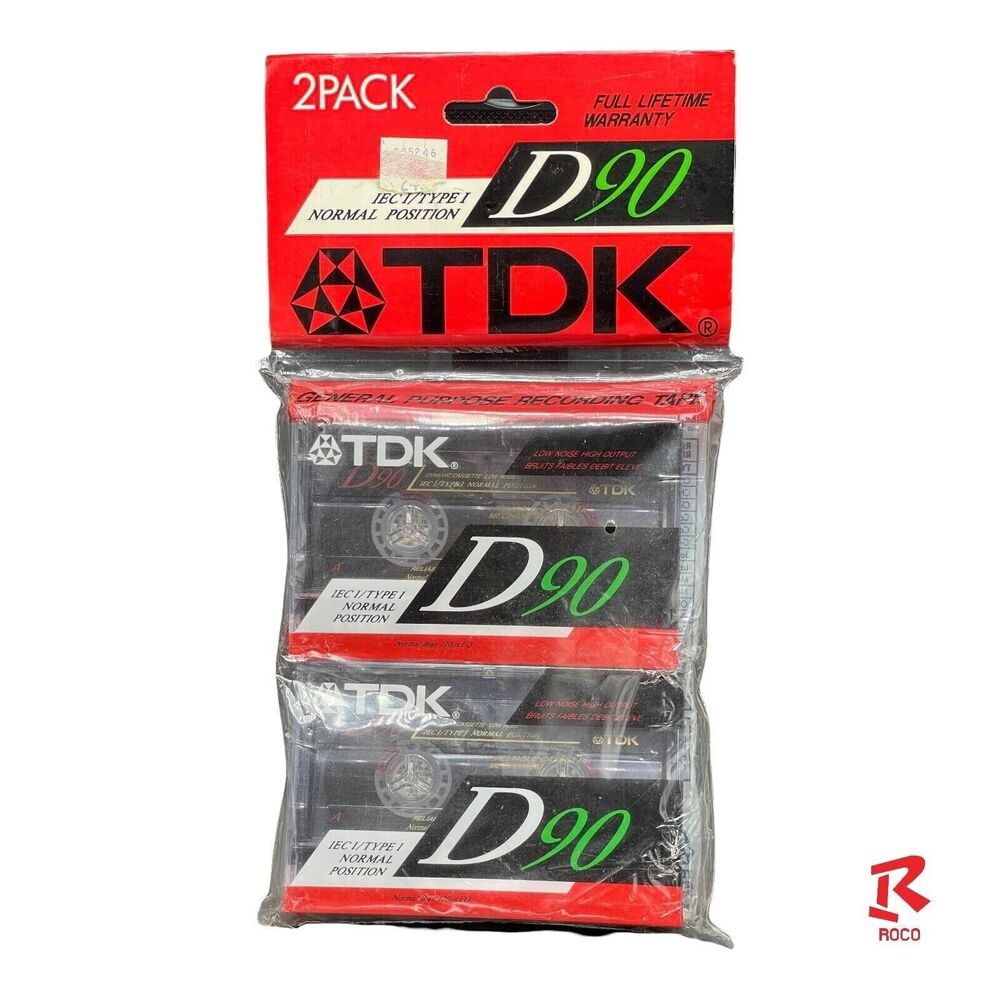 TDK D90 Audio Cassettes 90 Min 2 pack Blank Sealed IECI/Type I